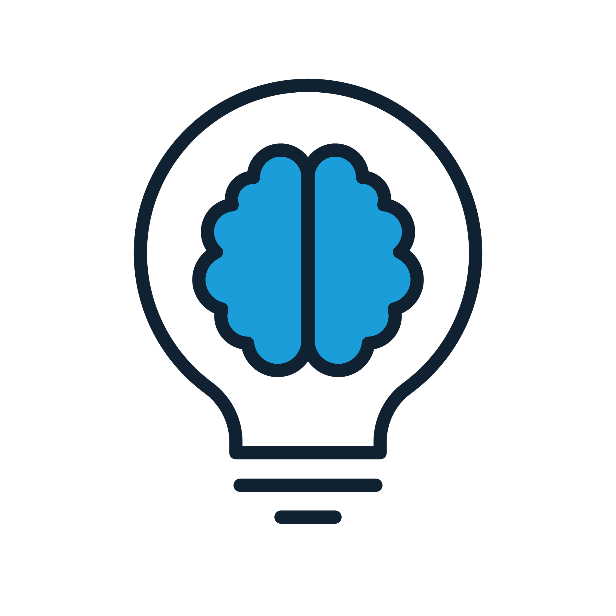 Icoon van slimme innovatie, een kernwaarde van Air Ease, die onze voortdurende zoektocht naar de nieuwste technologieën voor de beste ontspanningservaring benadrukt.