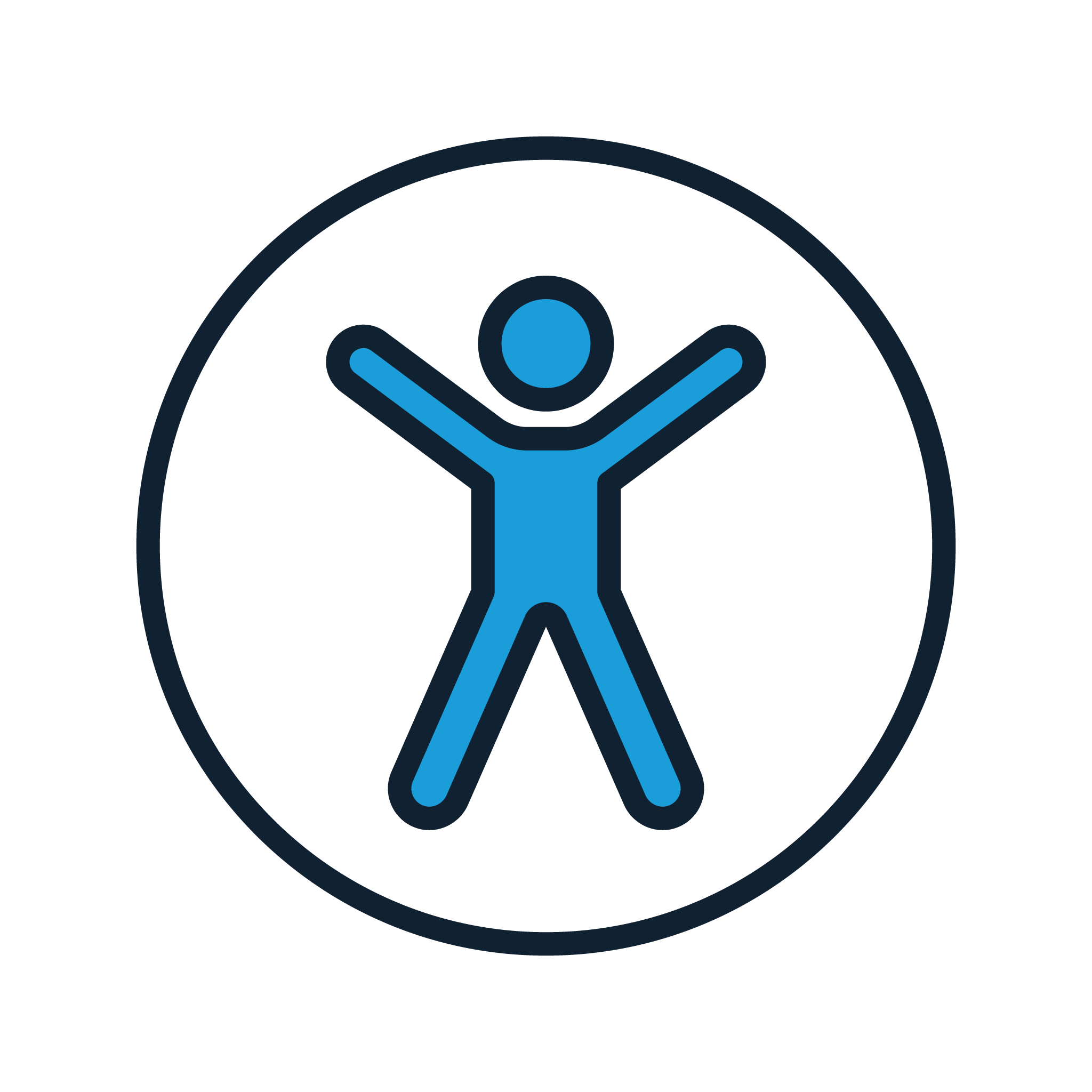 Icoon van toegankelijkheid, een kernwaarde van Air Ease, die staat voor het beschikbaar maken van betaalbare en gebruiksvriendelijke massageapparaten voor iedereen.